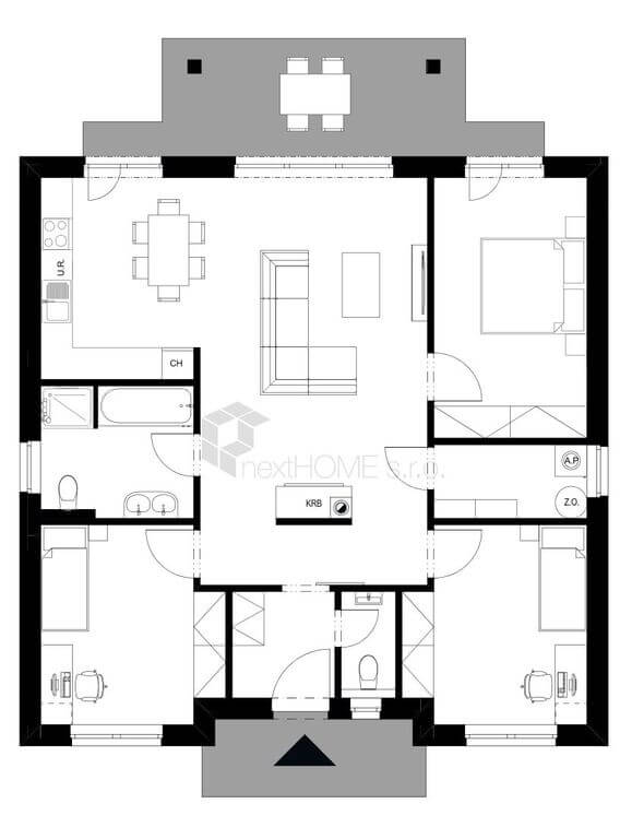 Trávník - rodinný dom do 100 m2